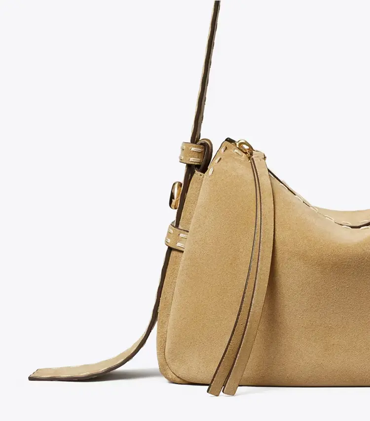 Small Romy Suede Pick Stitch Shoulder Bag - Image 4