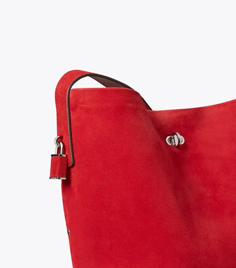 Suede Slim Bucket Bag - Image 4