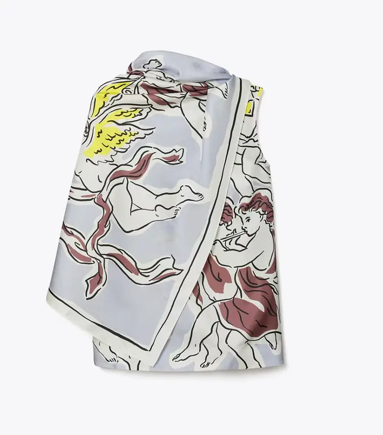 Printed Silk Cape Top