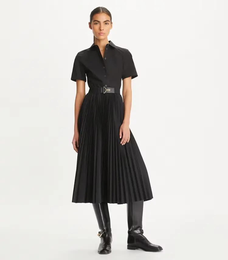 Poplin Pleated Shirtdress - Image 2
