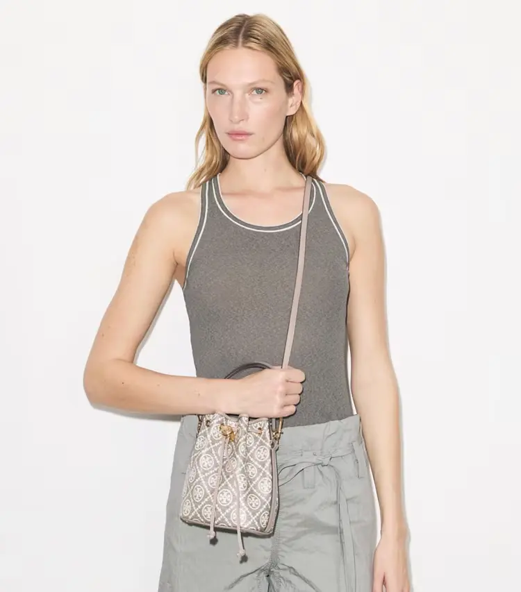 T Monogram Coated Jacquard Mini Bucket Bag - Image 2