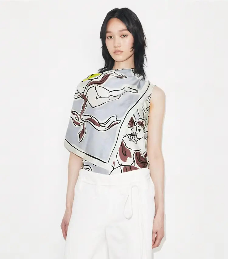 Printed Silk Cape Top - Image 2