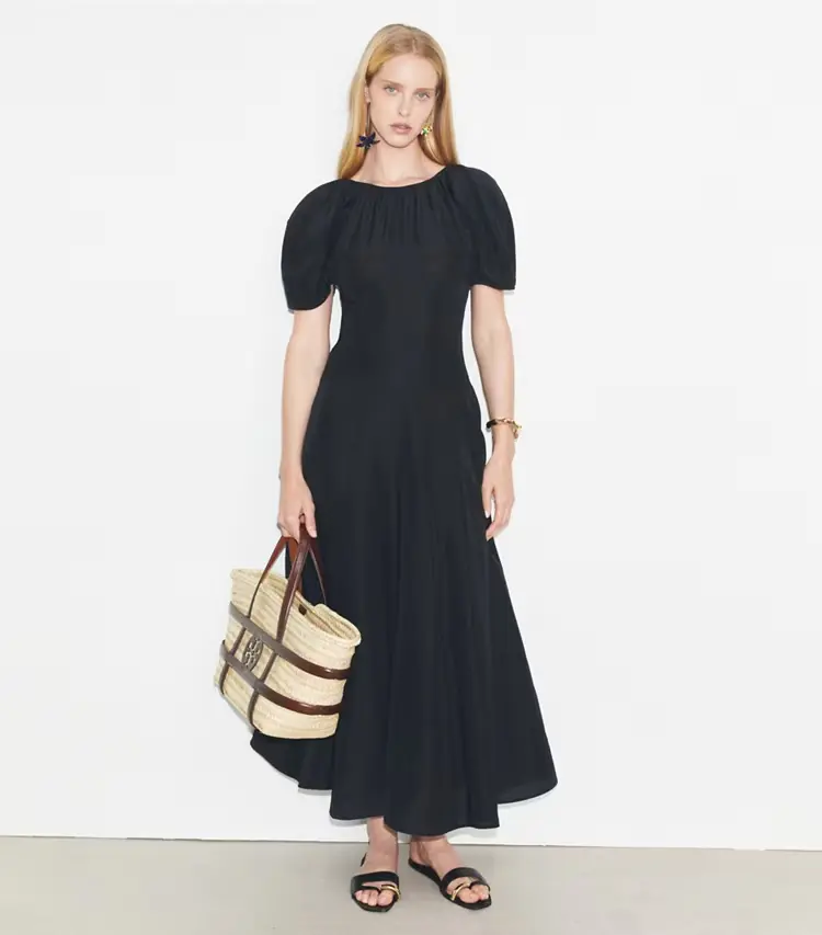 Balloon Sleeve Linen Dress - Image 2