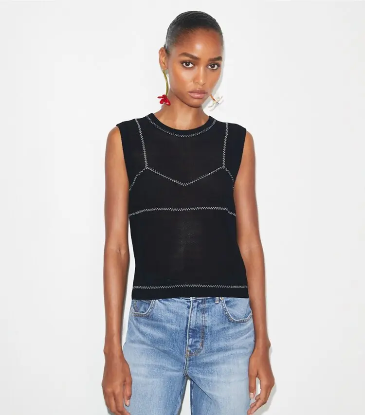 Cotton And Nylon Mesh Top - Image 2