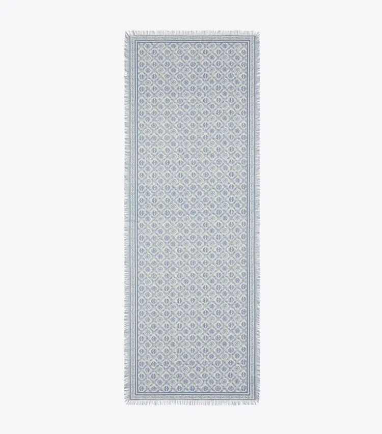 T Monogram Floral Oblong Scarf