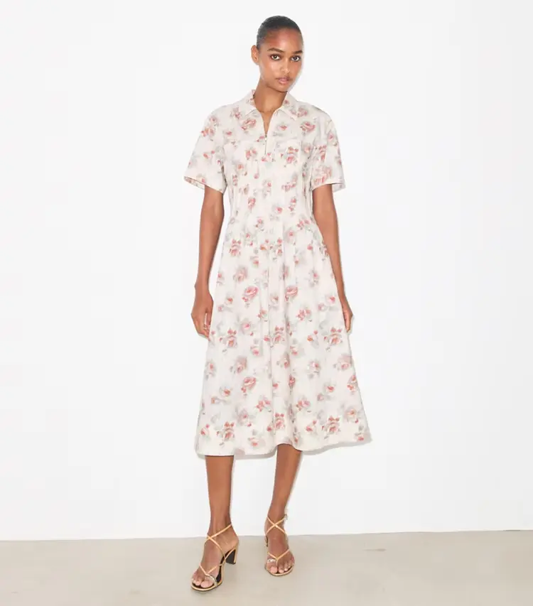 Poplin Pleat-Waist Dress - Image 2