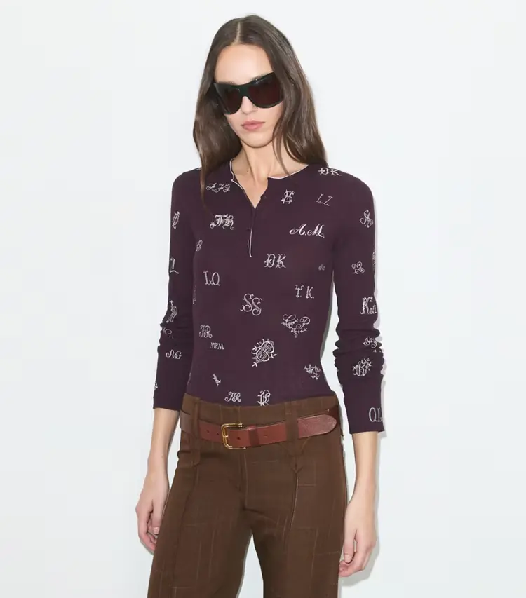 Embroidered Henley Sweater - Image 2