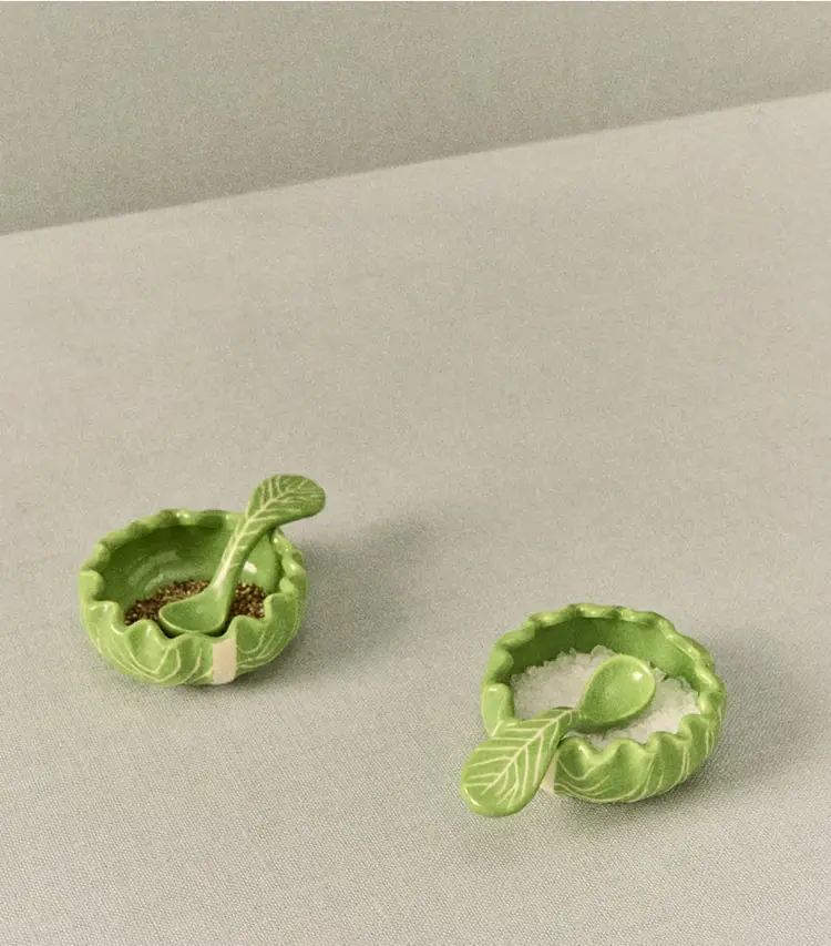 Lettuce Ware Salt Cellar, Set Of 2 - Image 4