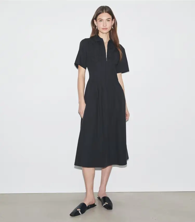 Poplin Pleat-Waist Dress - Image 2