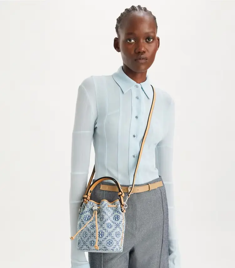 T Monogram Denim Mini Bucket Bag - Image 2