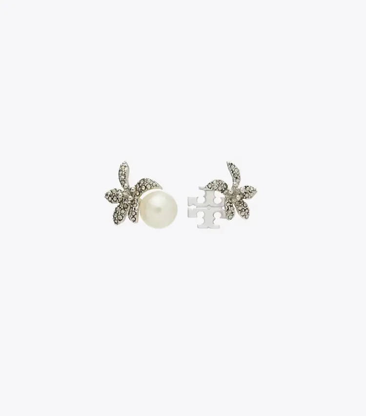 Moondance Pearl And Flower Stud Earrings