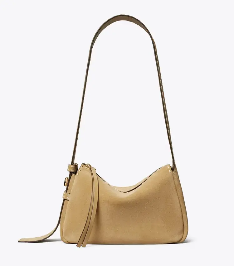 Small Romy Suede Pick Stitch Shoulder Bag - Image 3