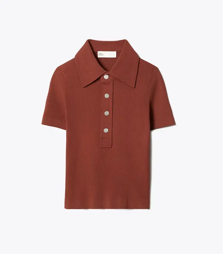 Viscose Ribbed Polo Sweater