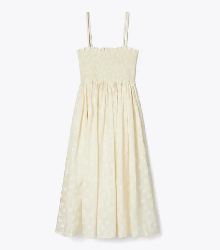 Strapless Smocked Silk Dress