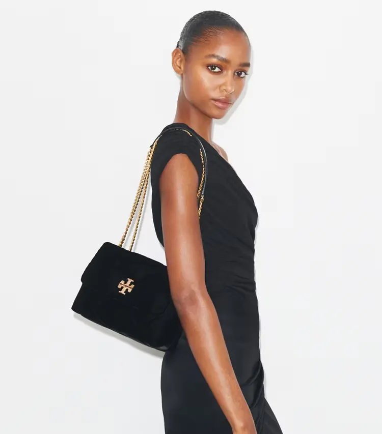 Small Kira Diamond Quilt Velvet PavÉ Shoulder Bag - Image 2