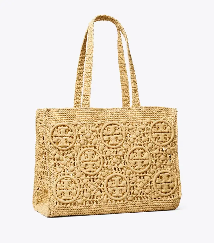 T Monogram Crochet Tote
