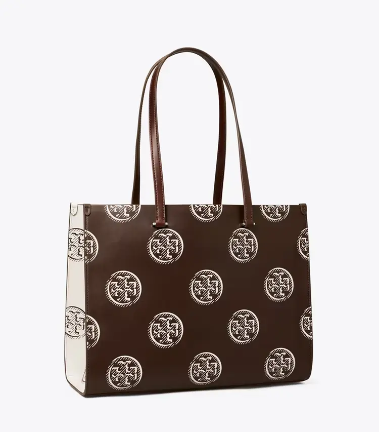 T Monogram Contrast Embossed Tote