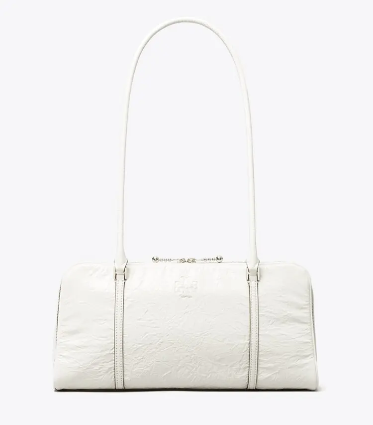 Small Crinkle Leather Marshmallow Satchel - Image 3