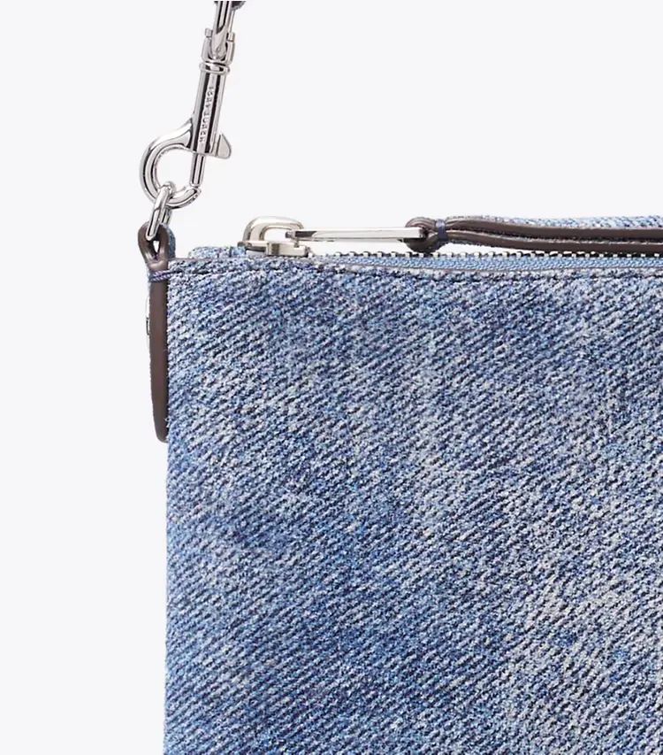 Suede Print Denim Pochette - Image 4