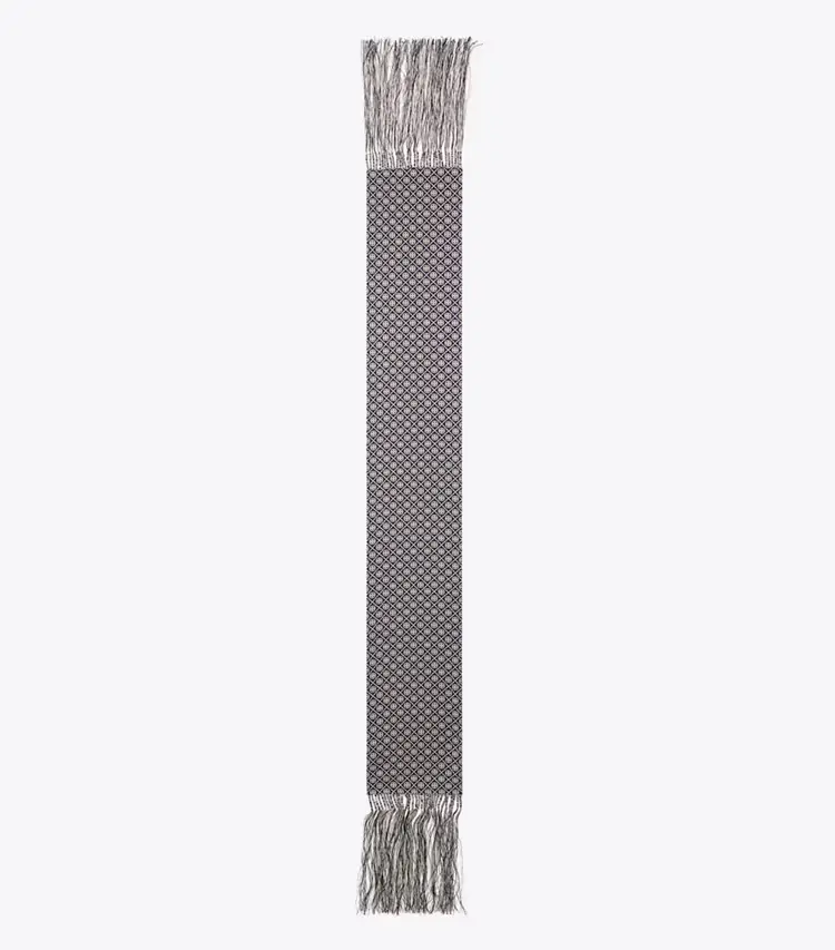 T Monogram Fringed Oblong Scarf