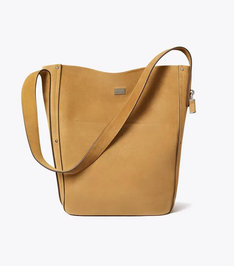 Lock Slim Suede Bucket Bag - Image 4