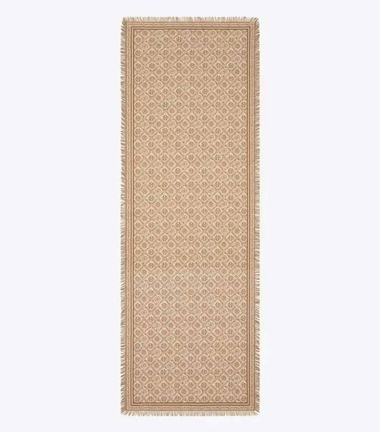 T Monogram Floral Oblong Scarf