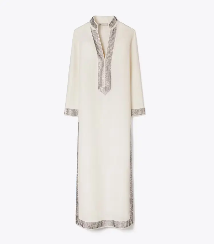 Embellished Linen Caftan