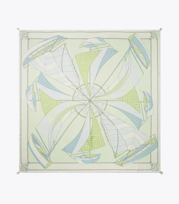 Sailboat Spiral Silk Square Scarf