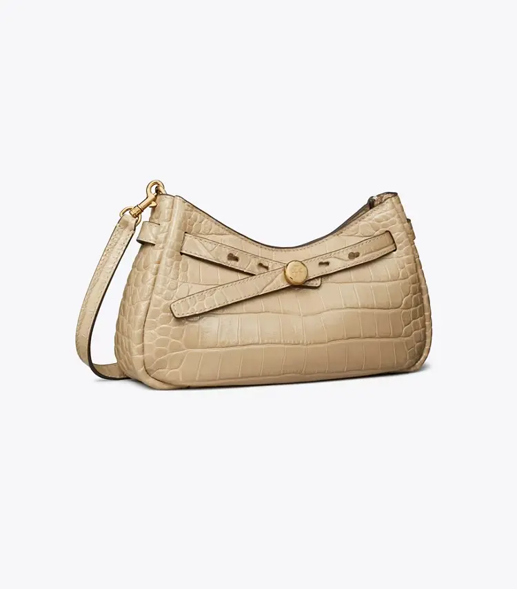 Romy Croc-Embossed Zip Top Crossbody Bag