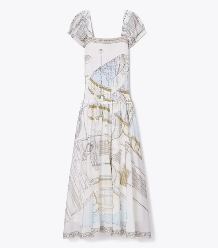 Printed Smocked Dress