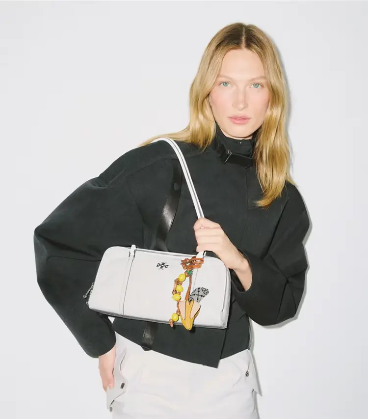 Small Crinkle Leather Marshmallow Satchel - Image 2