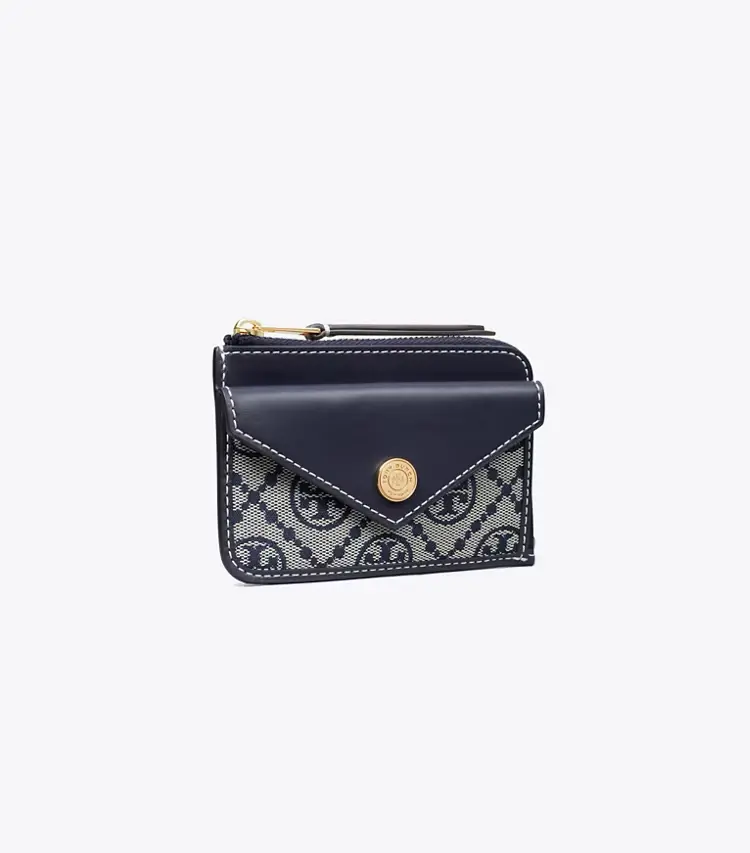 T Monogram Zip Card Case